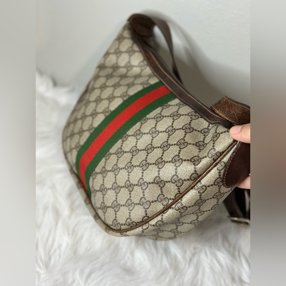 Vintage Gucci | Sherry Web Crescent Half Moon Shoulder Bag - Picture 6 of 16